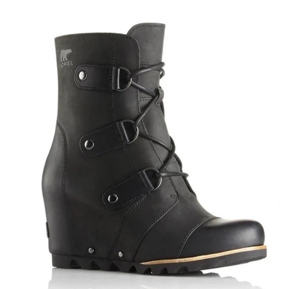 Sorel Joan of Arctic Wedge Black Waterproof Lace Up Bootie Womens 7.5 - Picture 11 of 11